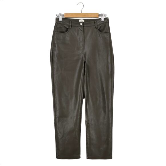 Aritzia Wilfred The Melina Pant Vegan Leather In Rich Mocha Brown Size 4 - Picture 1 of 7